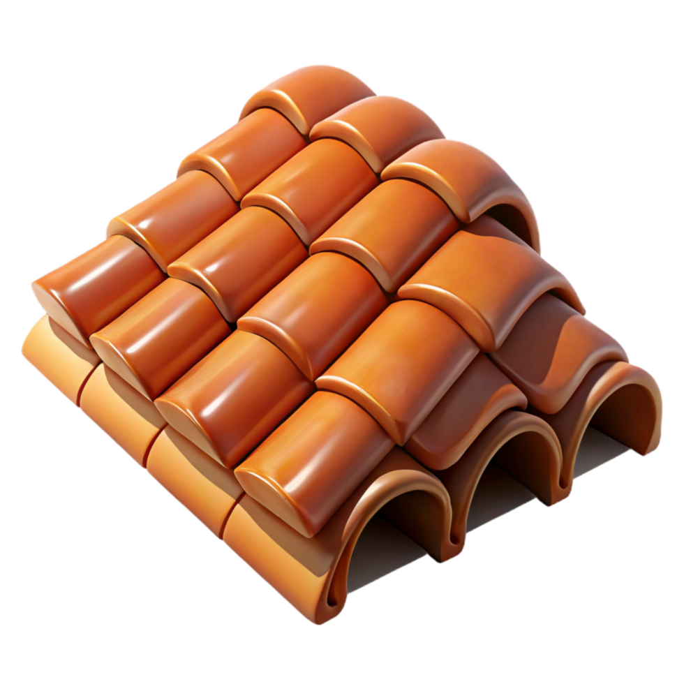 elegant classic Terracotta Roof Tiles Weathered Texture Transparent Background original png