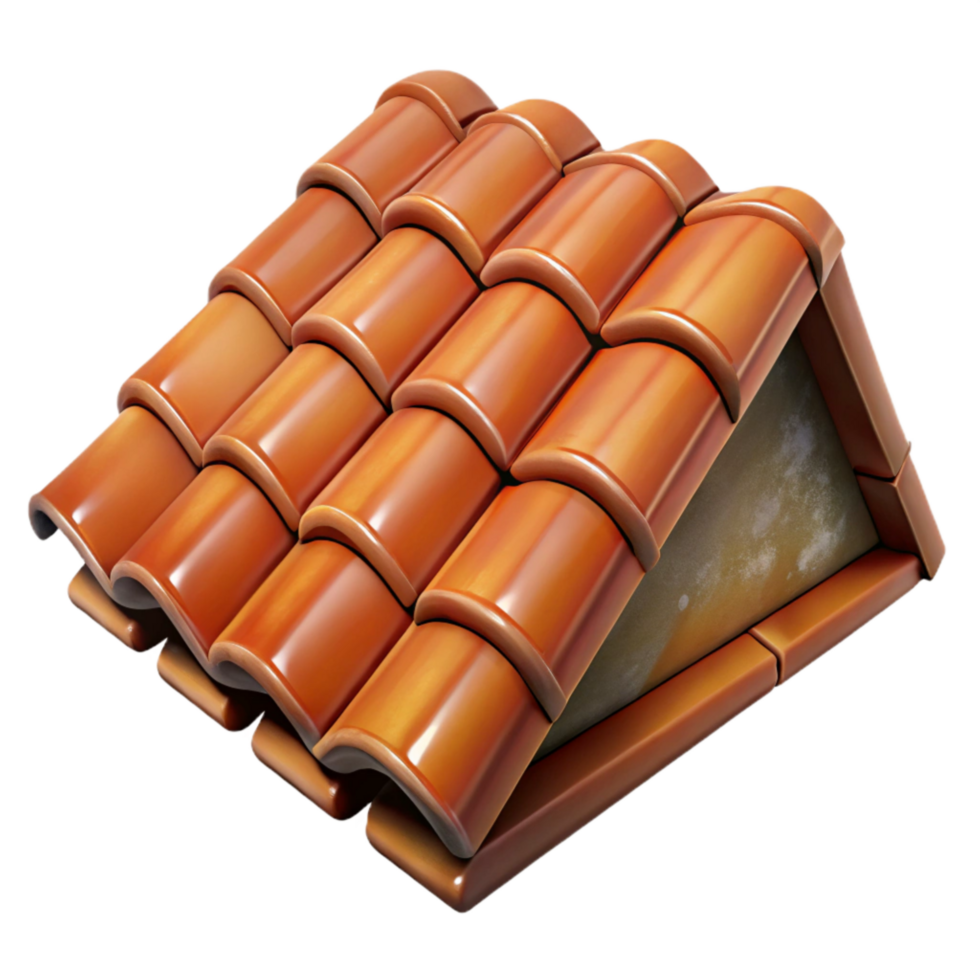 elegant creative Terracotta Roof Tiles Weathered Texture Transparent Background high resolution png