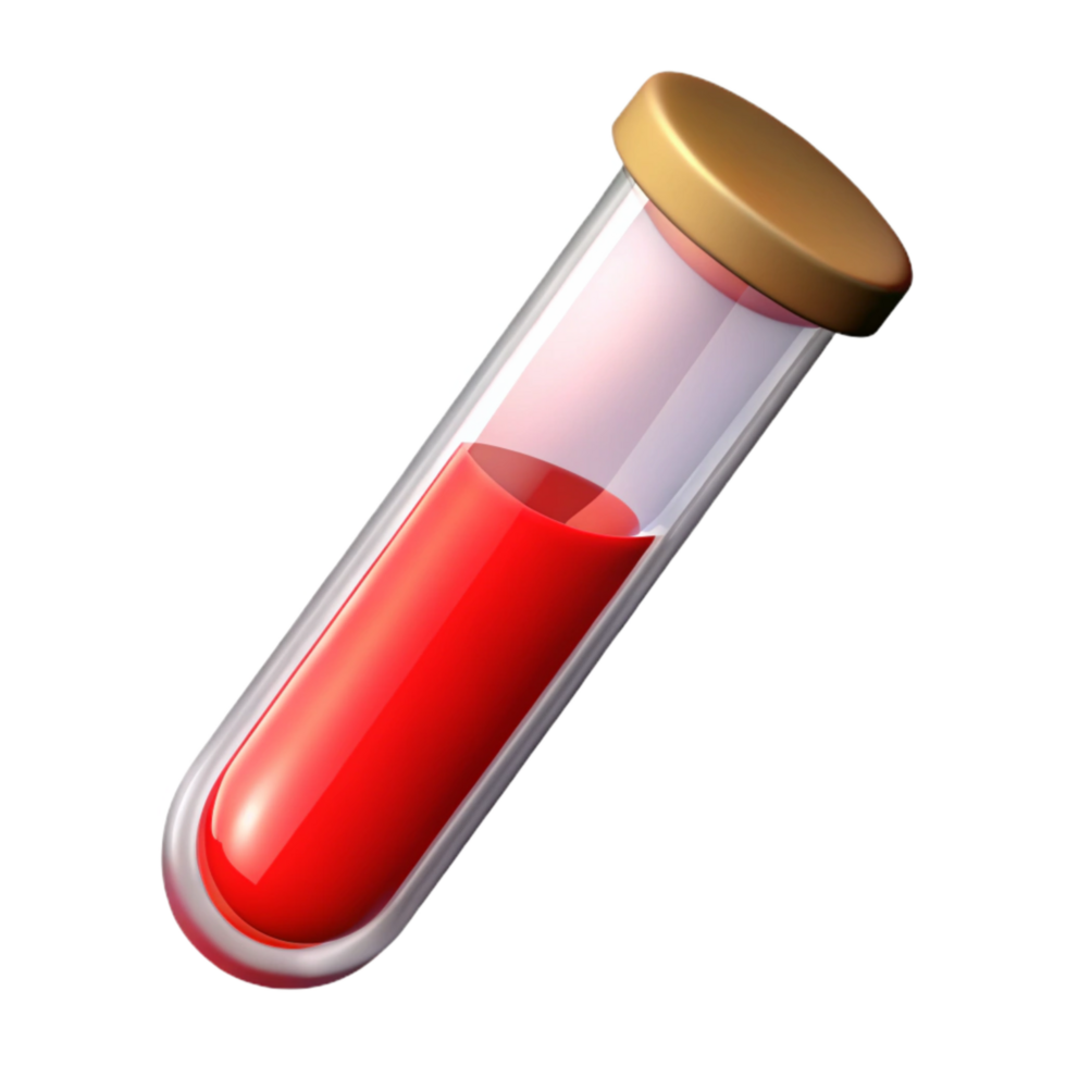 wonderful abstract Test Tube with Red Liquid Isolated on Transparent Background authentic png