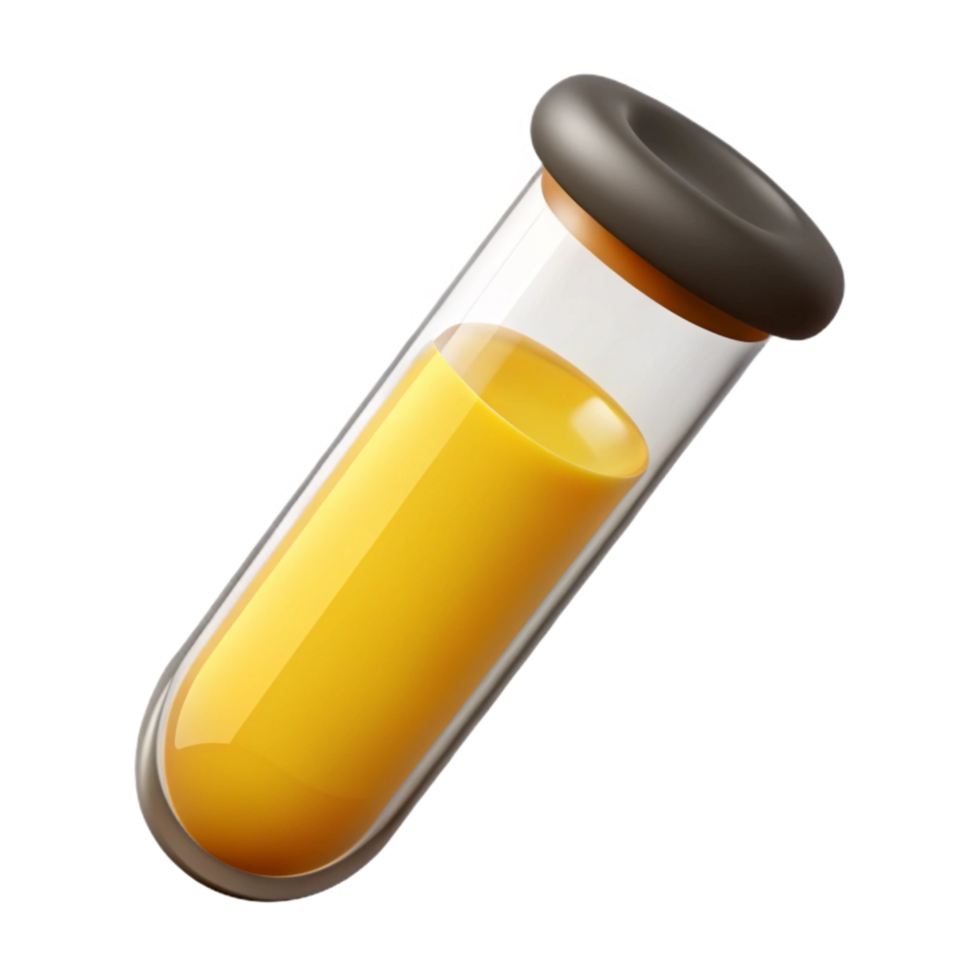 wonderful traditional Test Tube with Yellow Liquid Isolated on Transparent Background original png