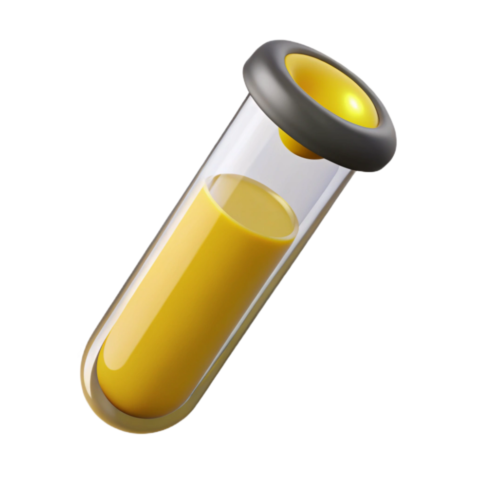 elegant abstract Test Tube with Yellow Liquid Isolated on Transparent Background professional png