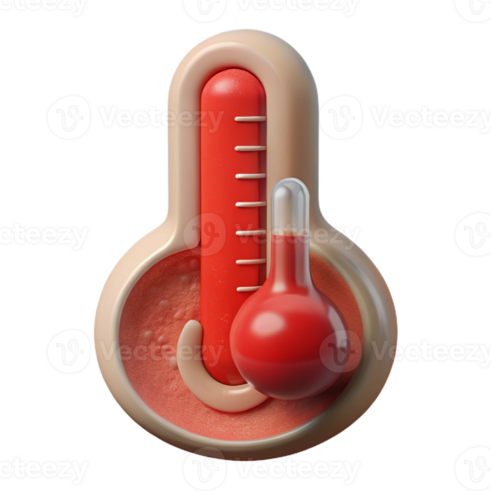 impressive classic Thermometer Showing High Temperature Red Hue Transparent Background professional png