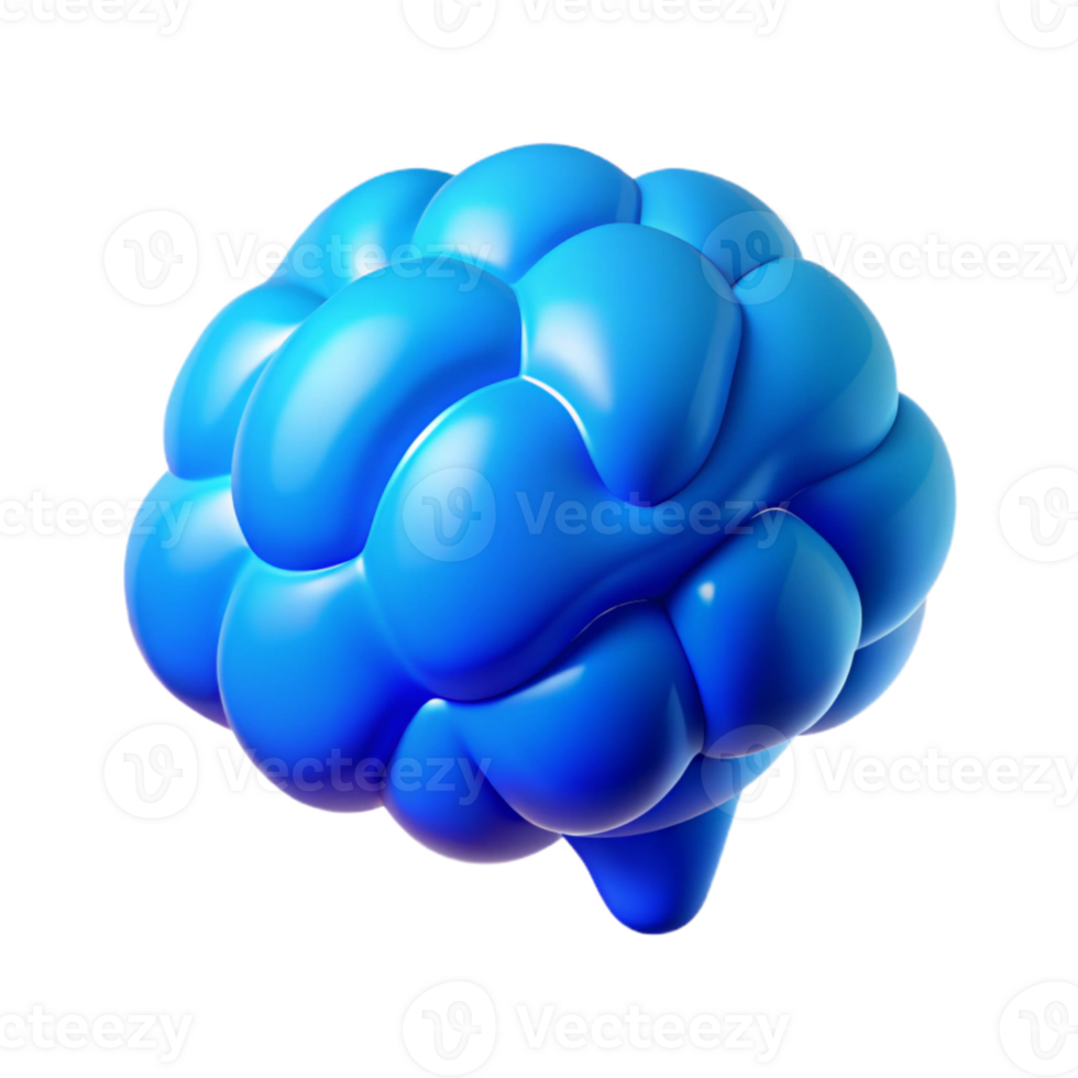 elegant vintage Thinking Brain Icon Blue Gradient Transparent Background high resolution png