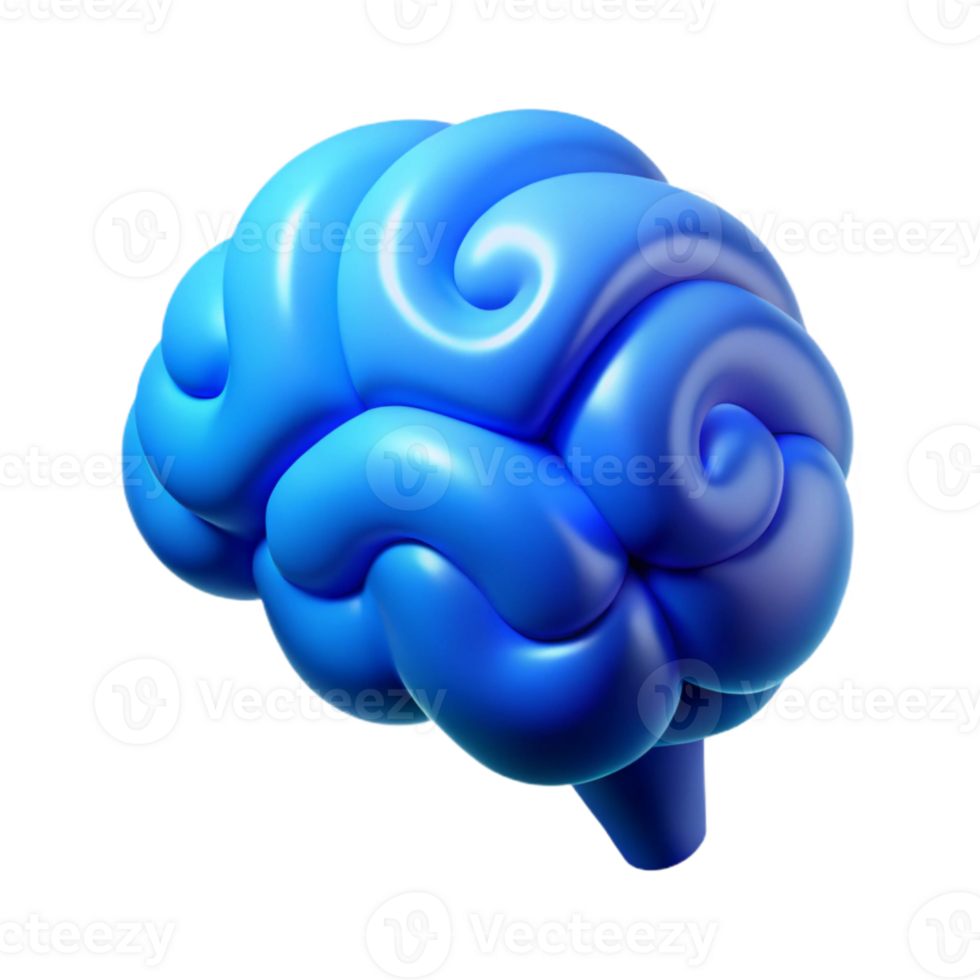 wonderful abstract Thinking Brain Icon Blue Gradient Transparent Background premium png