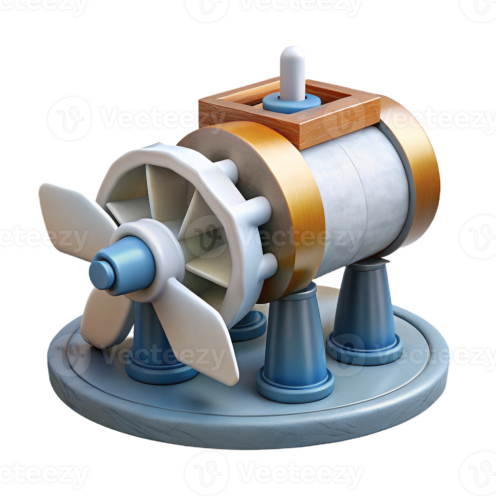 stunning contemporary Tidal Power Generator Model Front View Transparent Background professional png