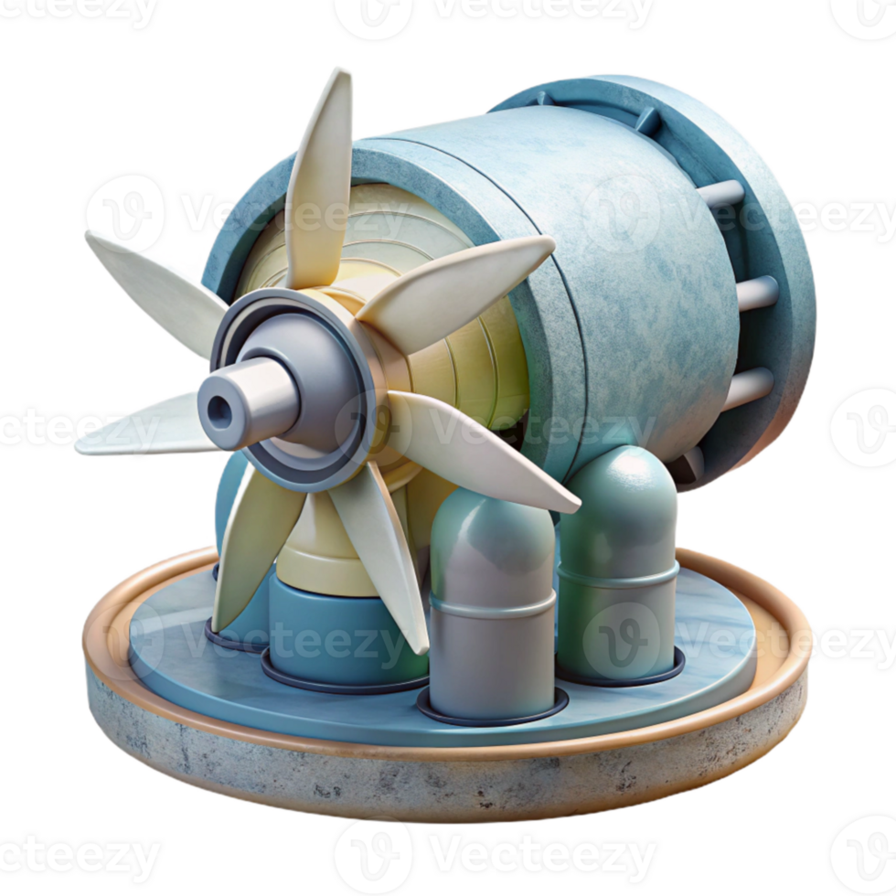 wonderful minimalist Tidal Power Generator Model Front View Transparent Background premium png