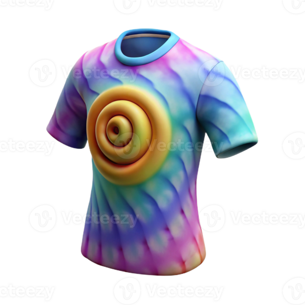 vibrant rustic Tie Dye Shirt Spiral Pattern Cutout Transparent Background high quality png