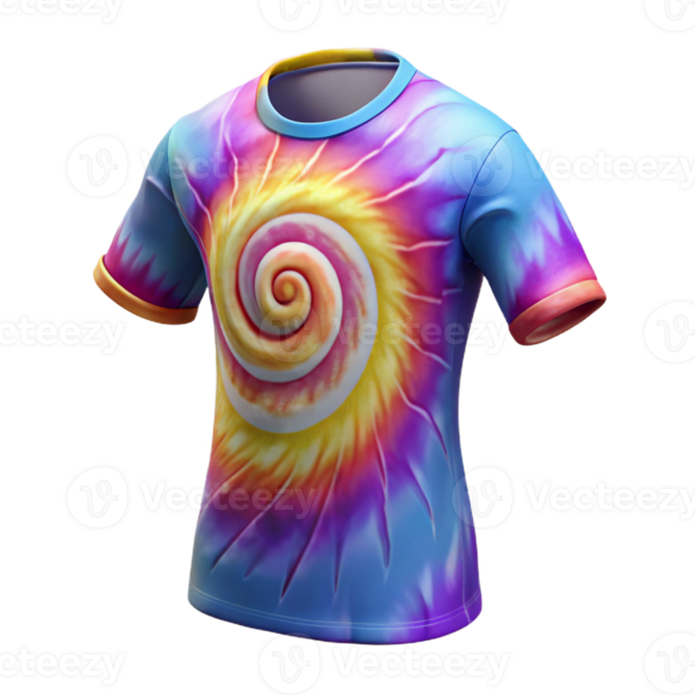 vibrant rustic Tie Dye Shirt Spiral Pattern Cutout Transparent Background genuine png