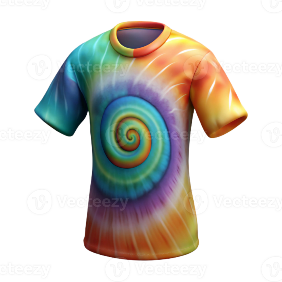 dramatic creative Tie Dye Shirt Spiral Pattern Cutout Transparent Background high quality png