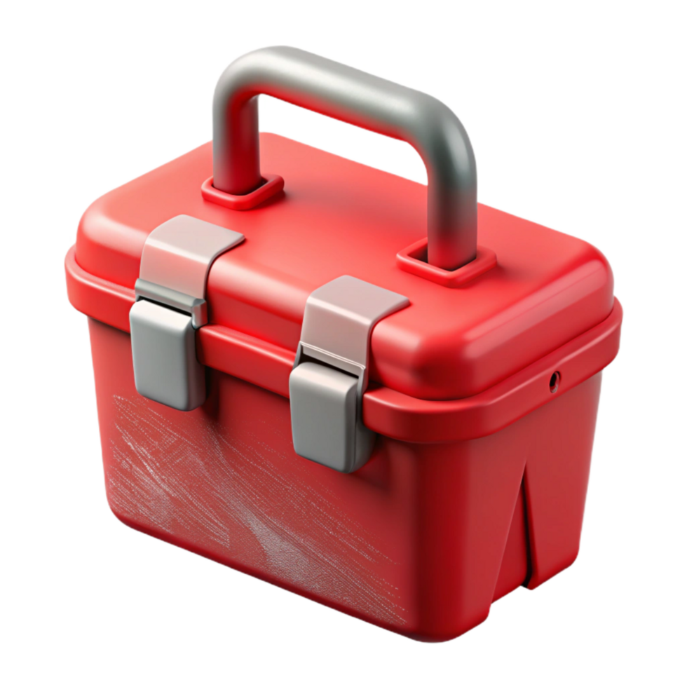 beautiful contemporary Toolbox Red Plastic with Handle Cutout detailed png