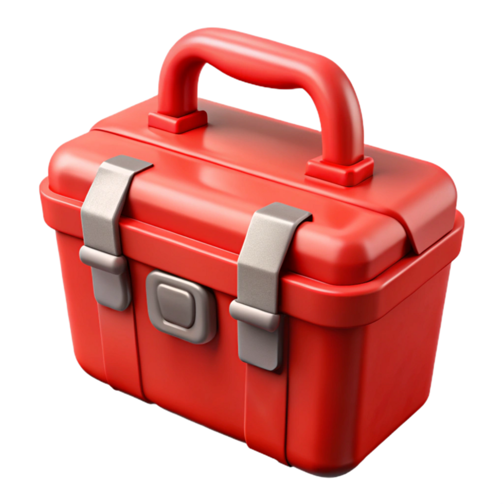 magnificent traditional Toolbox Red Plastic with Handle Cutout genuine png