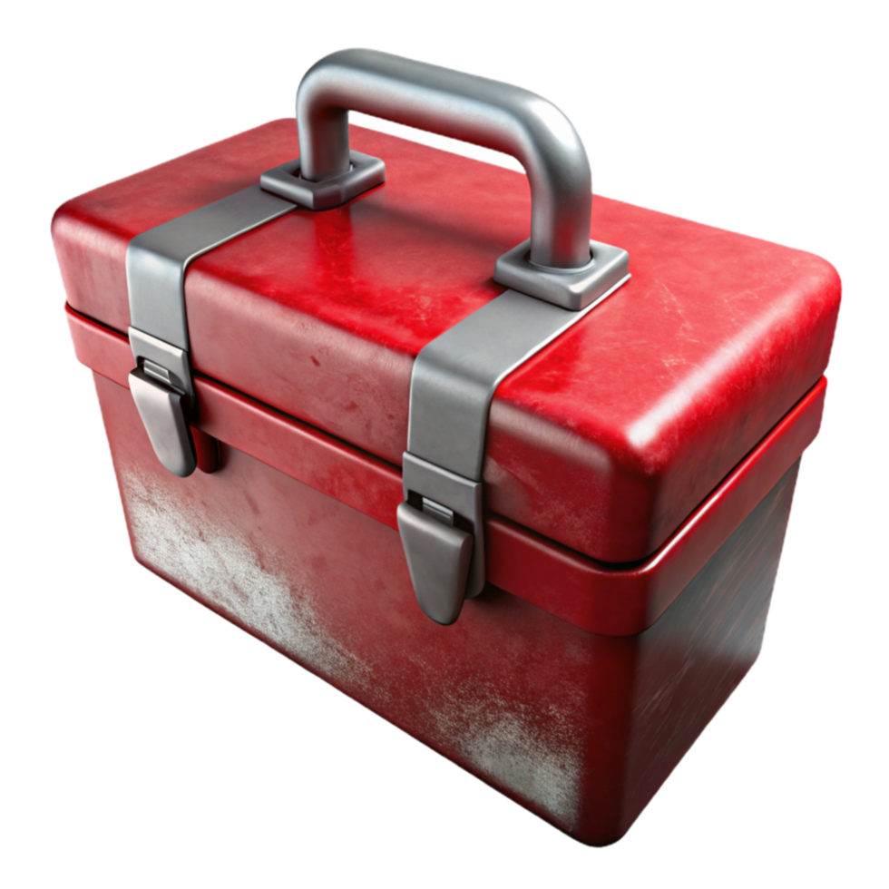 dramatic modern Tool Box Metal Red Isolated professional png