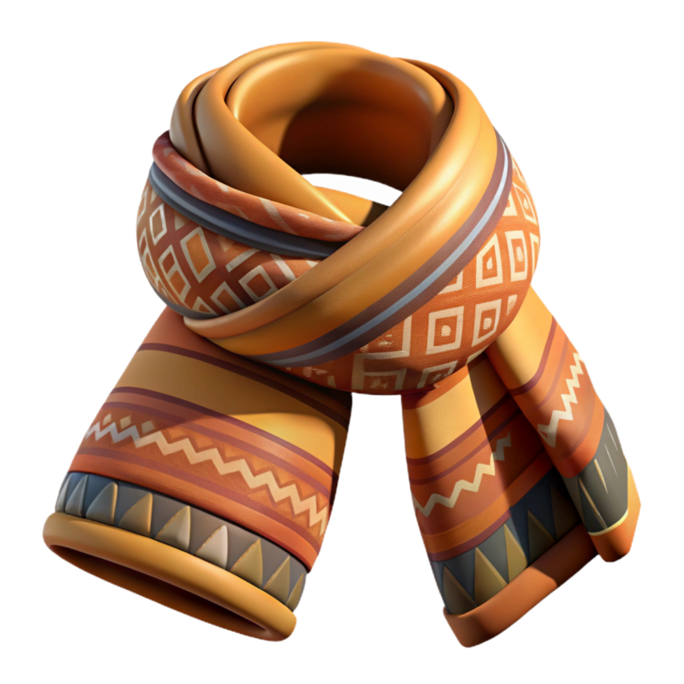 vibrant rustic Tribal Patterned Scarf Isolated Flatlay high resolution png