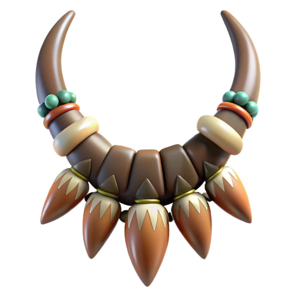 serene creative Tribal Necklace with Teeth Isolated Element high resolution png