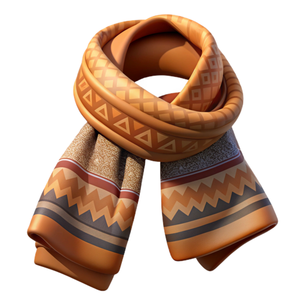 stunning artistic Tribal Patterned Scarf Isolated Flatlay premium png