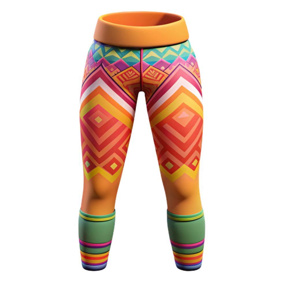 dramatic minimalist Tribal Print Leggings Bright Colors Isolated Element exclusive png