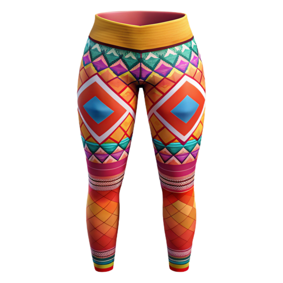 beautiful rustic Tribal Print Leggings Bright Colors Isolated Element exclusive png