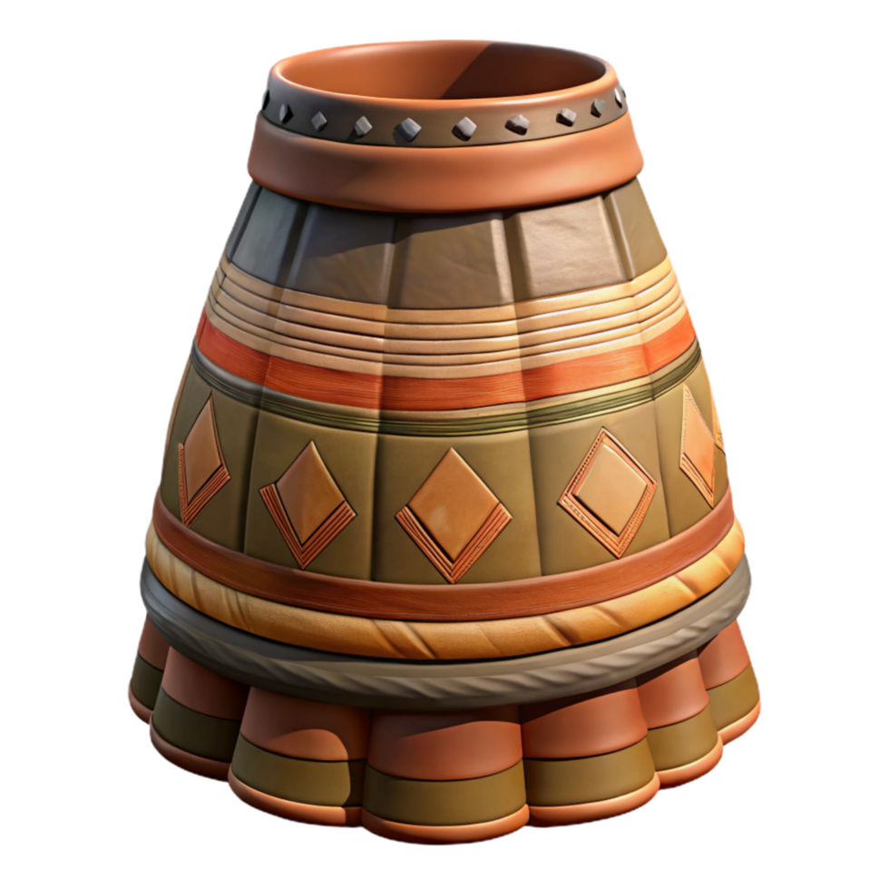 serene artistic Tribal Print Skirt Earth Tones Isolated Element professional png