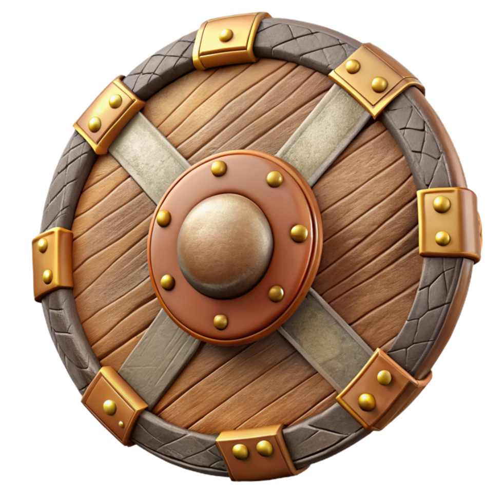 beautiful modern Tribal Shield with Leather Straps Isolated genuine png
