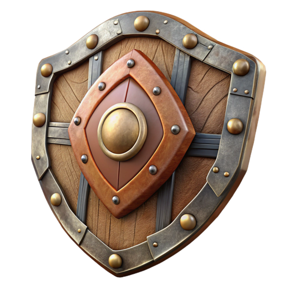 impressive rustic Tribal Shield with Leather Straps Isolated authentic png