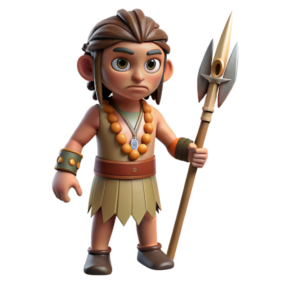 wonderful creative Tribal Warrior with Spear Transparent Background detailed png