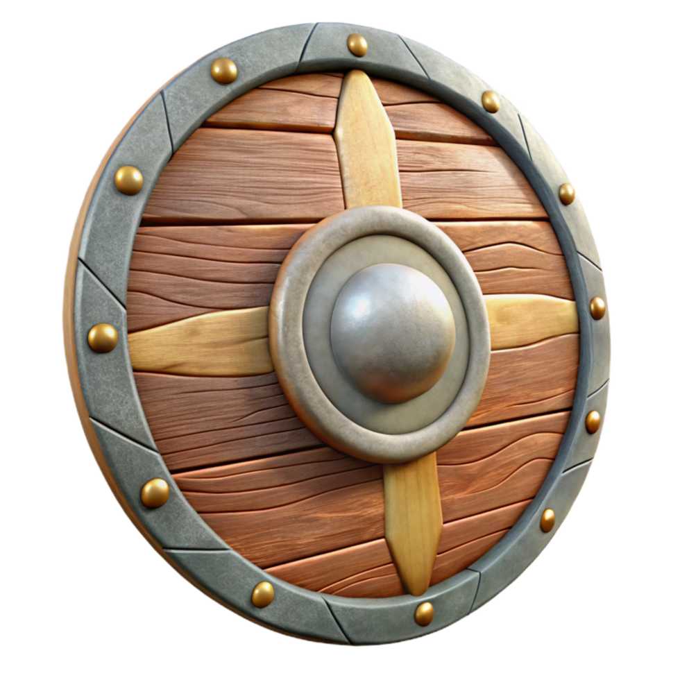 impressive traditional Tribal Shield with Wooden Frame Isolated detailed png