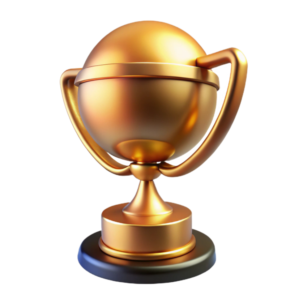 stunning creative Trophy Gold Reflective Surface Transparent high resolution png