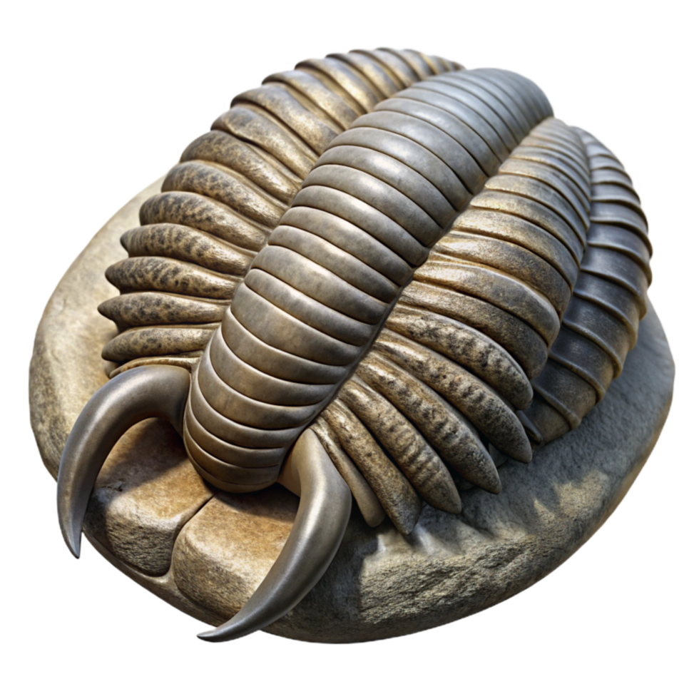 wonderful vintage Trilobite Fossil Ancient Marine Life Isolated authentic png