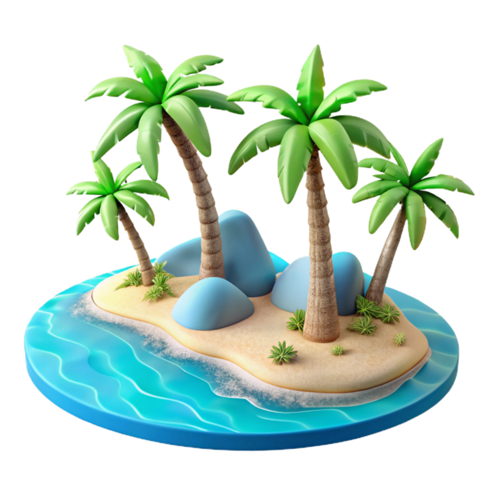 elegant rustic Tropical Beach Palm Trees Turquoise Water Isolated genuine png