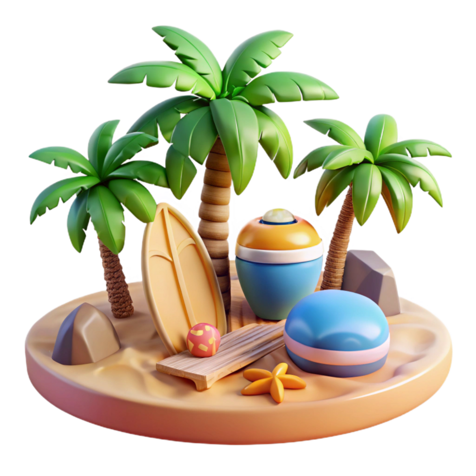 extraordinary minimalist Tropical Beach Photography Scene Transparent Background detailed png