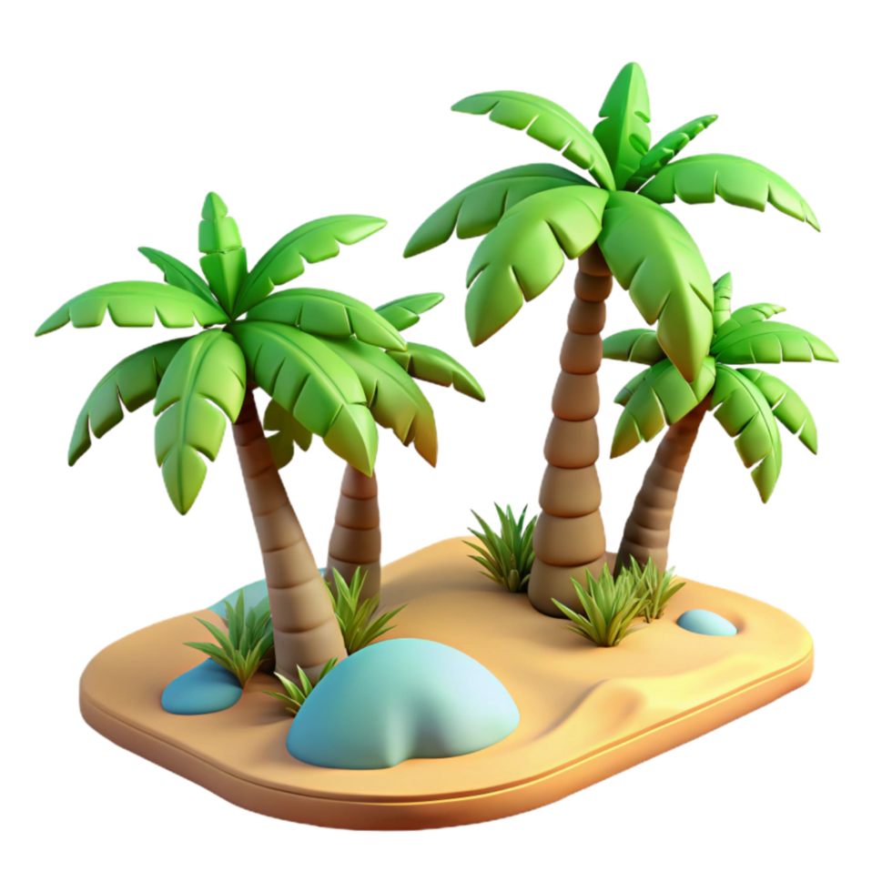 serene minimalist Tropical Beach with Palm Trees Aerial View Isolated png
