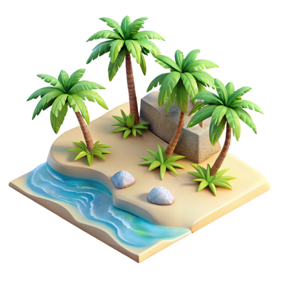magnificent traditional Tropical Beach with Palm Trees Aerial View Isolated png