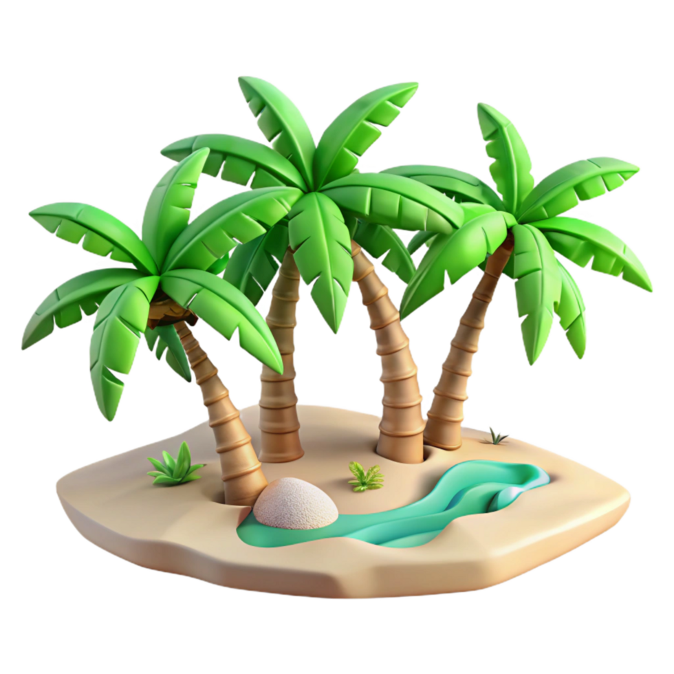 vibrant artistic Tropical Beach with Palm Trees Aerial View Isolated genuine png