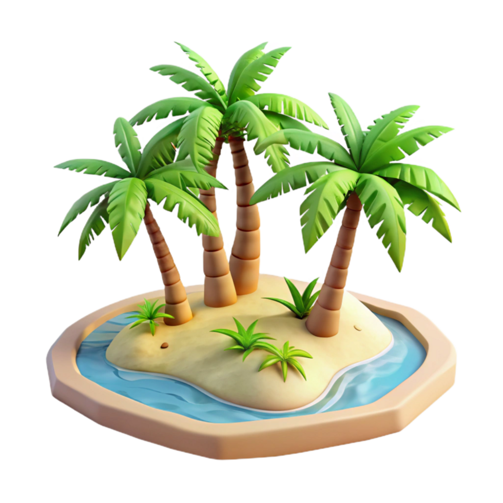 elegant modern Tropical Beach with Palm Trees Aerial View Isolated authentic png