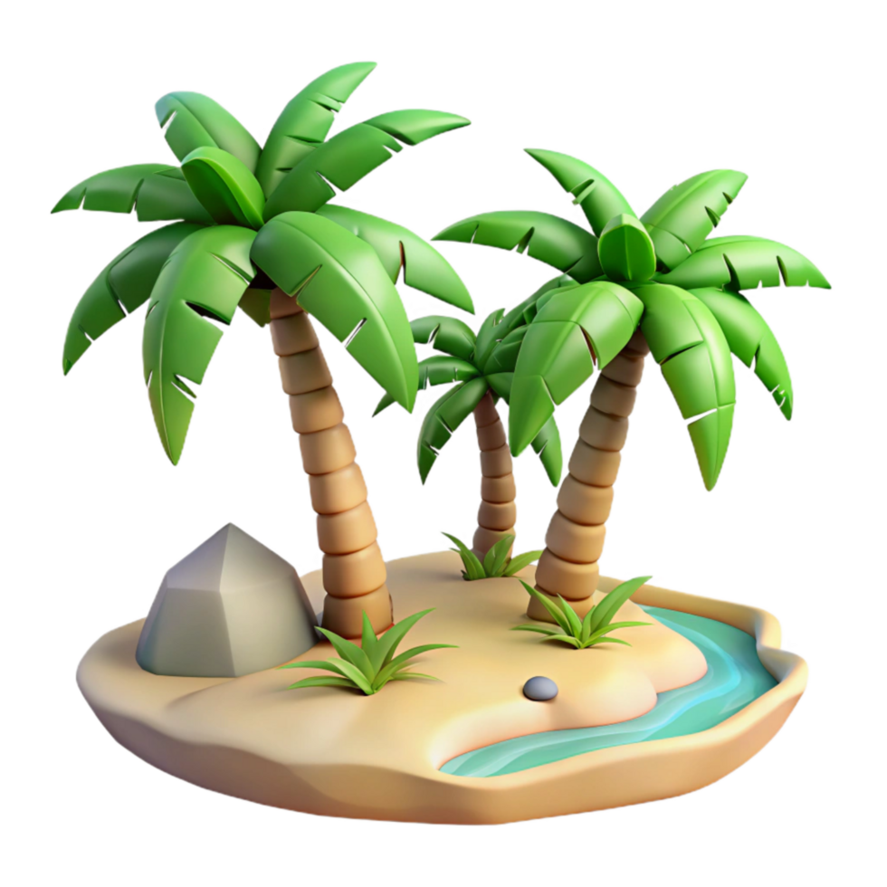 beautiful classic Tropical Beach with Palm Trees Aerial View Isolated high quality png