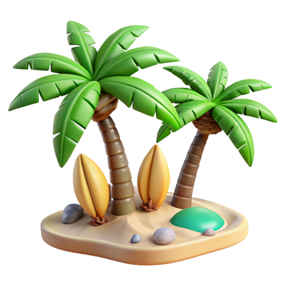 dramatic artistic Tropical Beach with Palm Trees Aerial View Isolated high resolution png