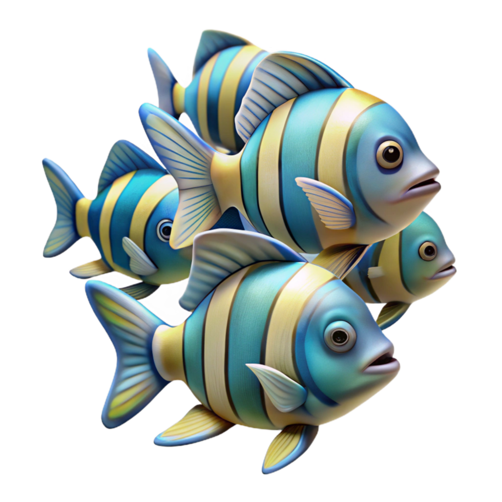 beautiful modern Tropical Fish School Transparent Background high quality png