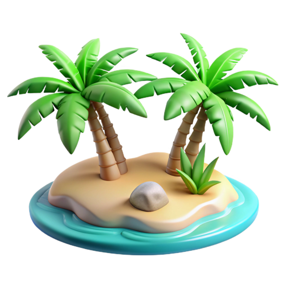 dramatic classic Tropical Island Paradise Cutout on Transparent Background high resolution png