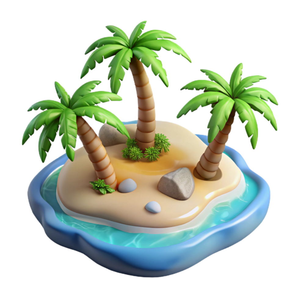 stunning abstract Tropical Island Paradise Cutout on Transparent Background high quality png
