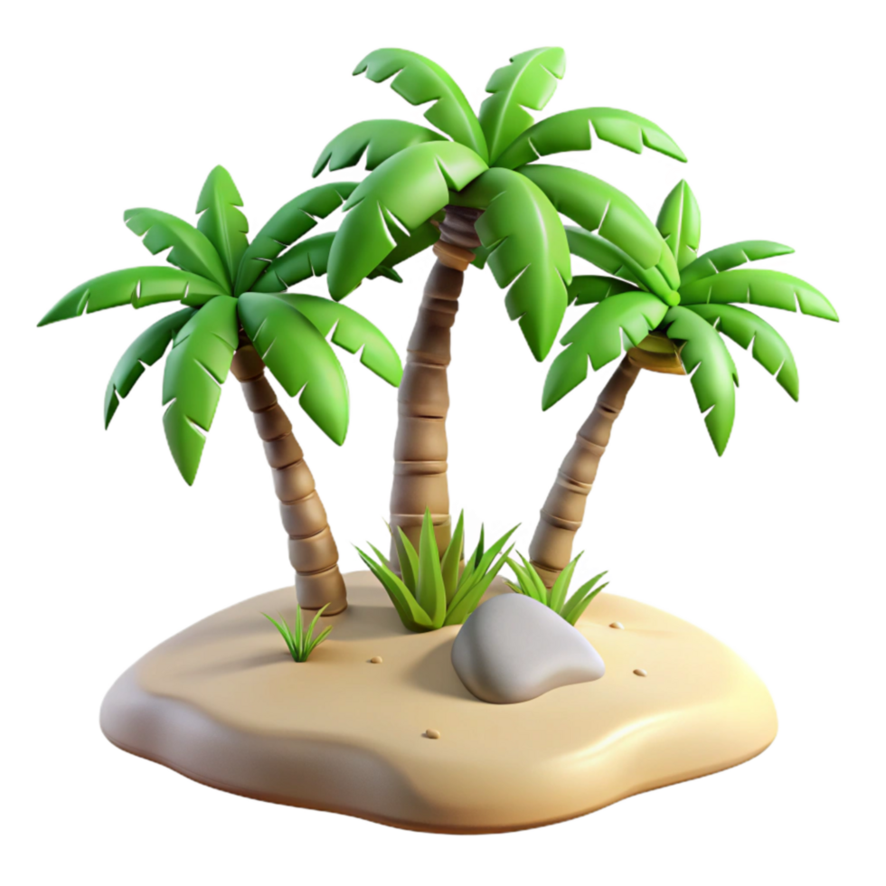 wonderful abstract Tropical Island with Palm Trees Isolated Element high resolution png