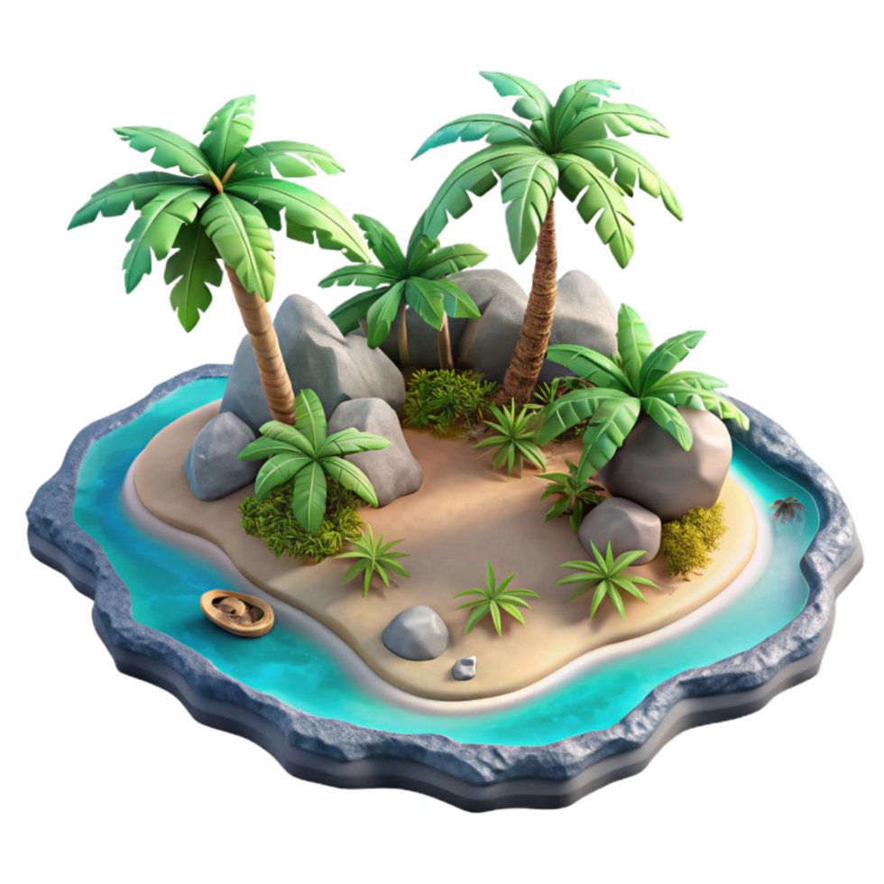 elegant classic Tropical Island Paradise Aerial View Isolated detailed png