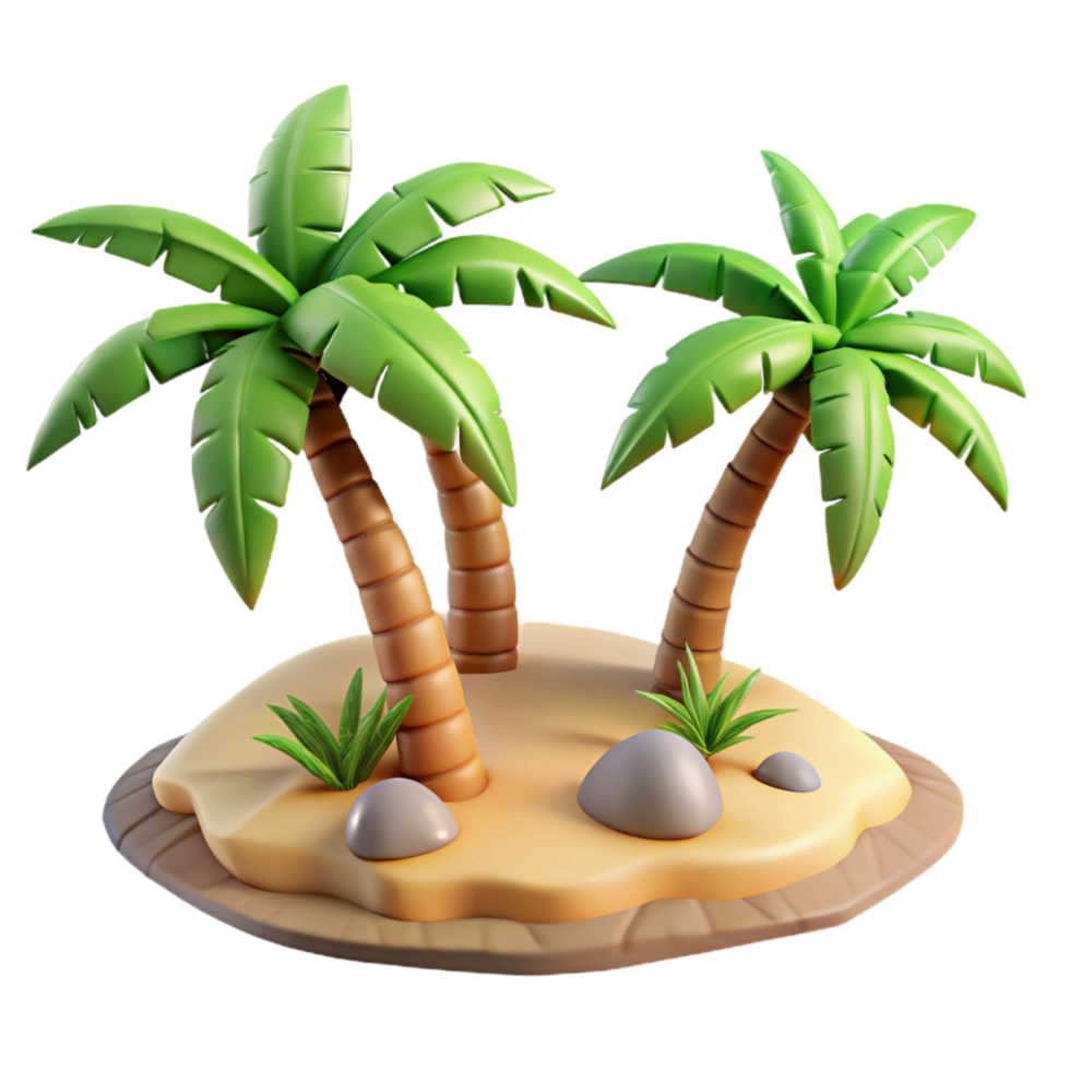 dramatic modern Tropical Island with Palm Trees Isolated Element high resolution png