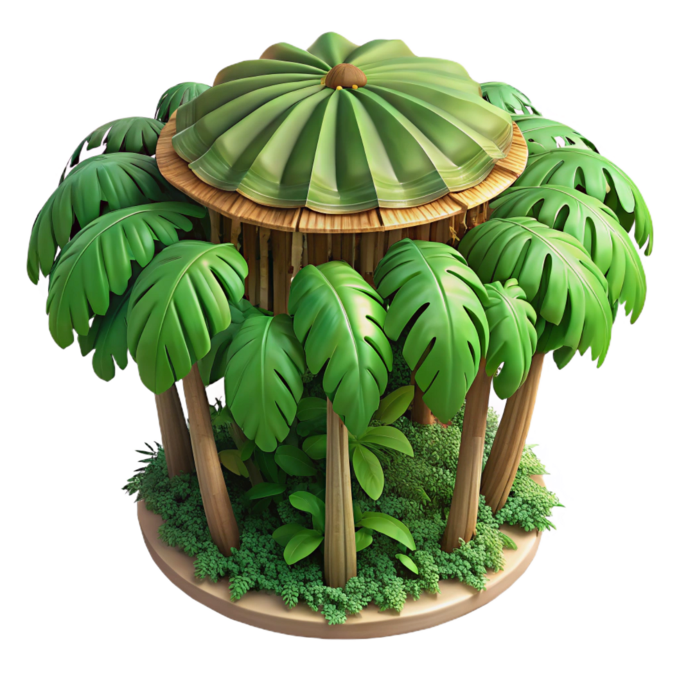 elegant contemporary Tropical Rainforest Canopy Top View Isolated detailed png