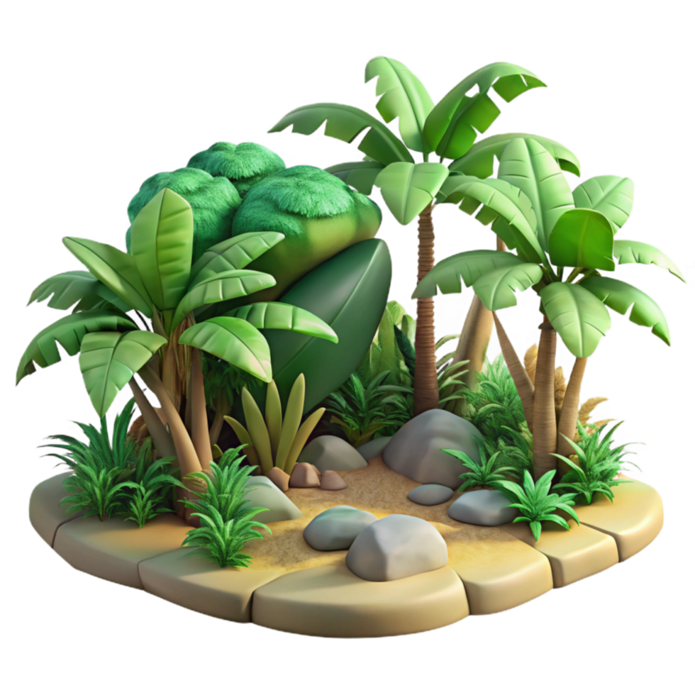 beautiful minimalist Tropical Rainforest Ecosystem with Transparent Background original png