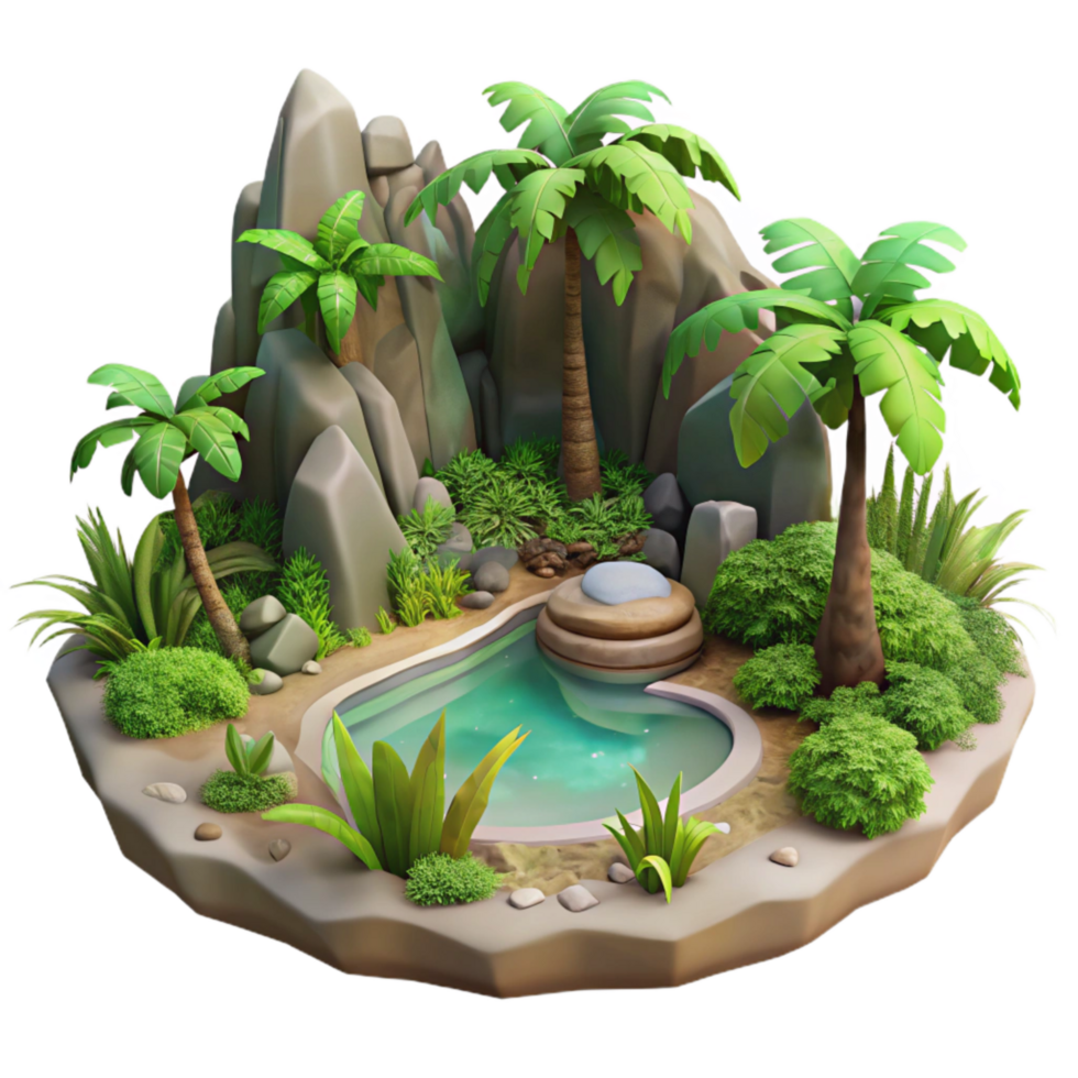 serene vintage Tropical Rainforest Ecosystem with Transparent Background premium png