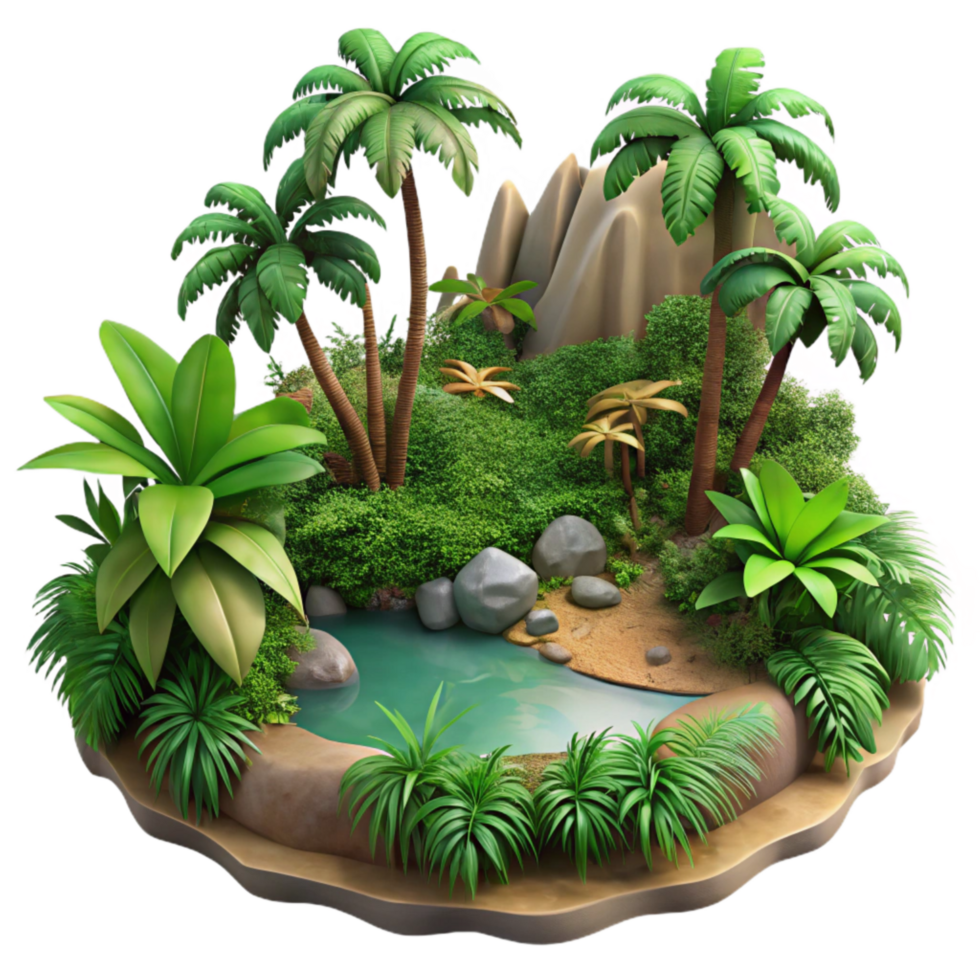 extraordinary rustic Tropical Rainforest Ecosystem with Transparent Background professional png