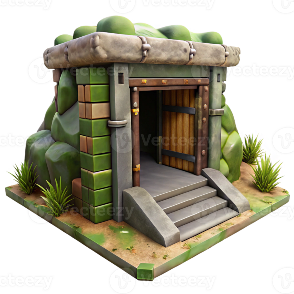 dramatic abstract Underground Bunker Entrance Camouflaged Cutout detailed png