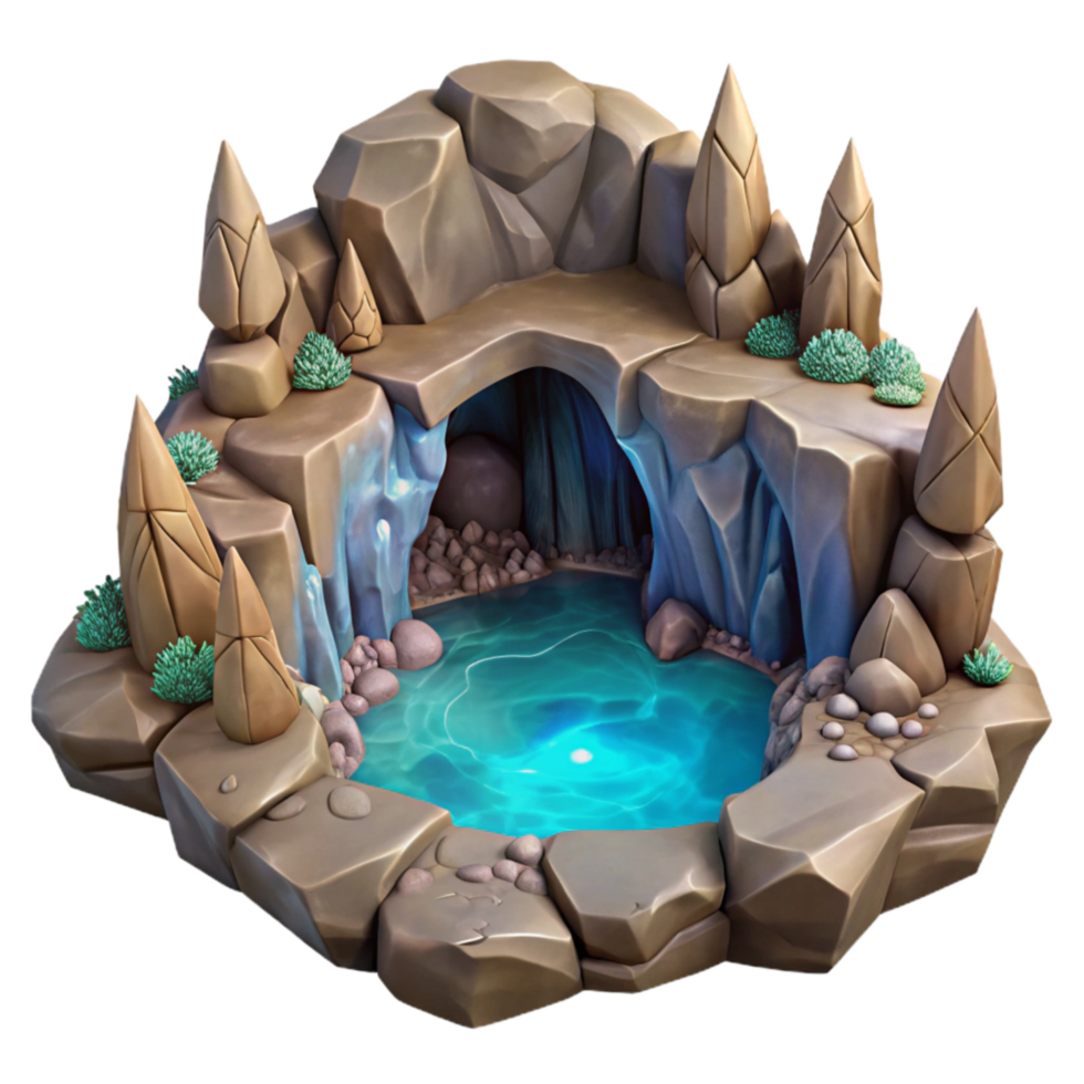 extraordinary contemporary Underground River Cavern Wide Angle View Isolated png
