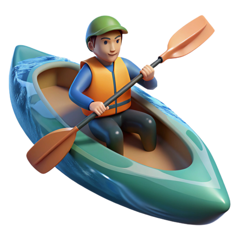 magnificent modern Underground River Kayaker Paddling Isolated premium png
