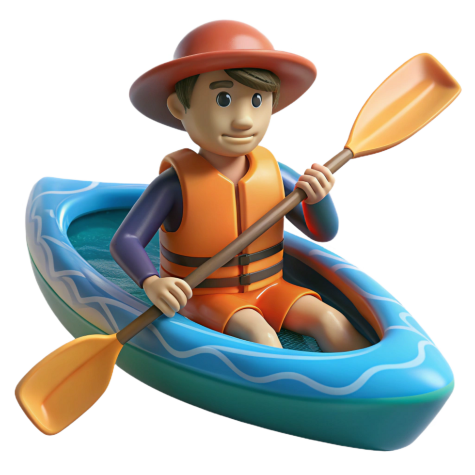extraordinary abstract Underground River Kayaker Paddling Isolated original png